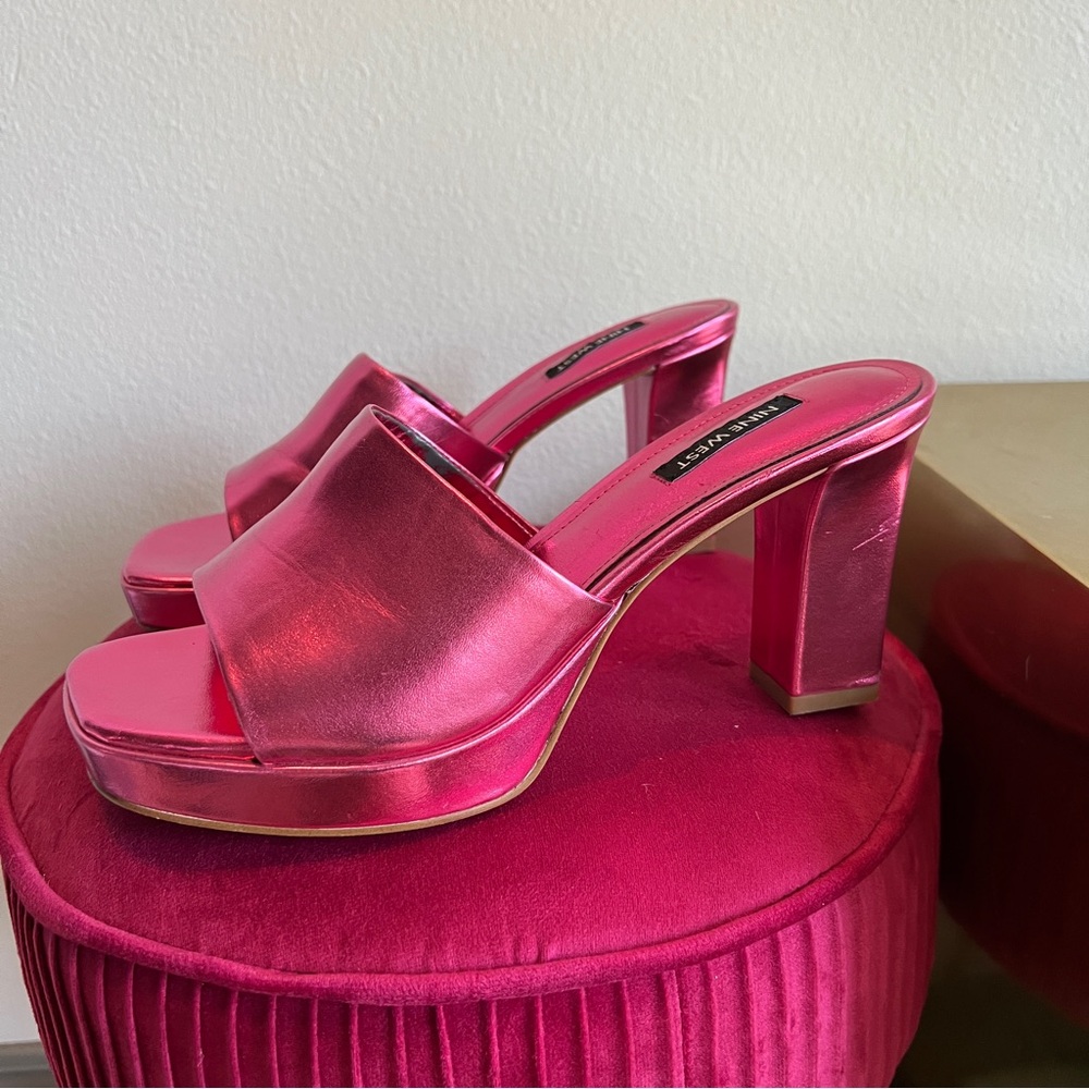 Nine West Pink Heels with Chunky Block Heel - Picture 8 of 9